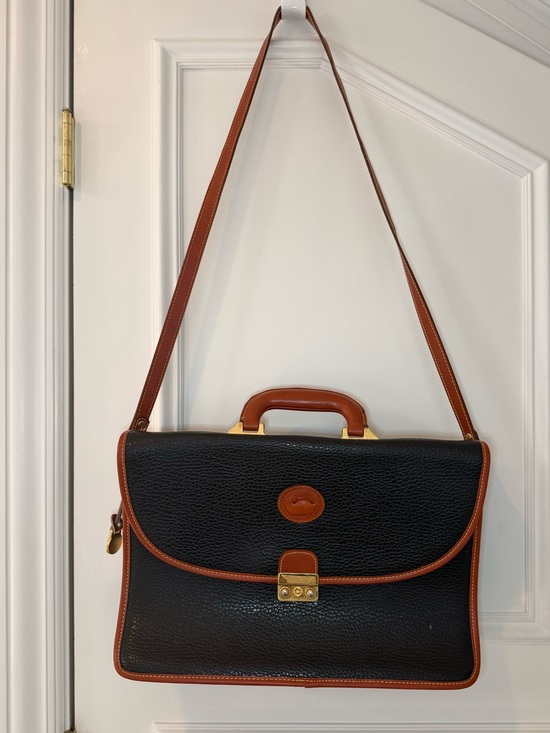 Dooney & Bourke Handbags - Dooney & Bourke Navy Pebbled Leather Briefcase Shoulder Bag
